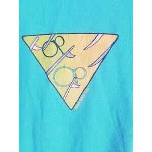 Vintage Ocean Pacific Tank Top Shirt Mens L Blue Graphic Op Logo Surf 80s USA